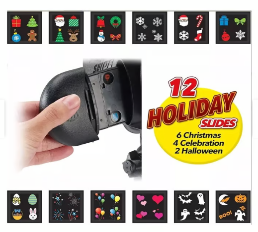 Proyector de luces Led con 12 Tarjetas Navidad, Cumpleaños y más!